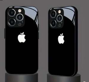 iPhone 14 Case Plus Blk White Apple Print Design Made from Tempered Glass Case